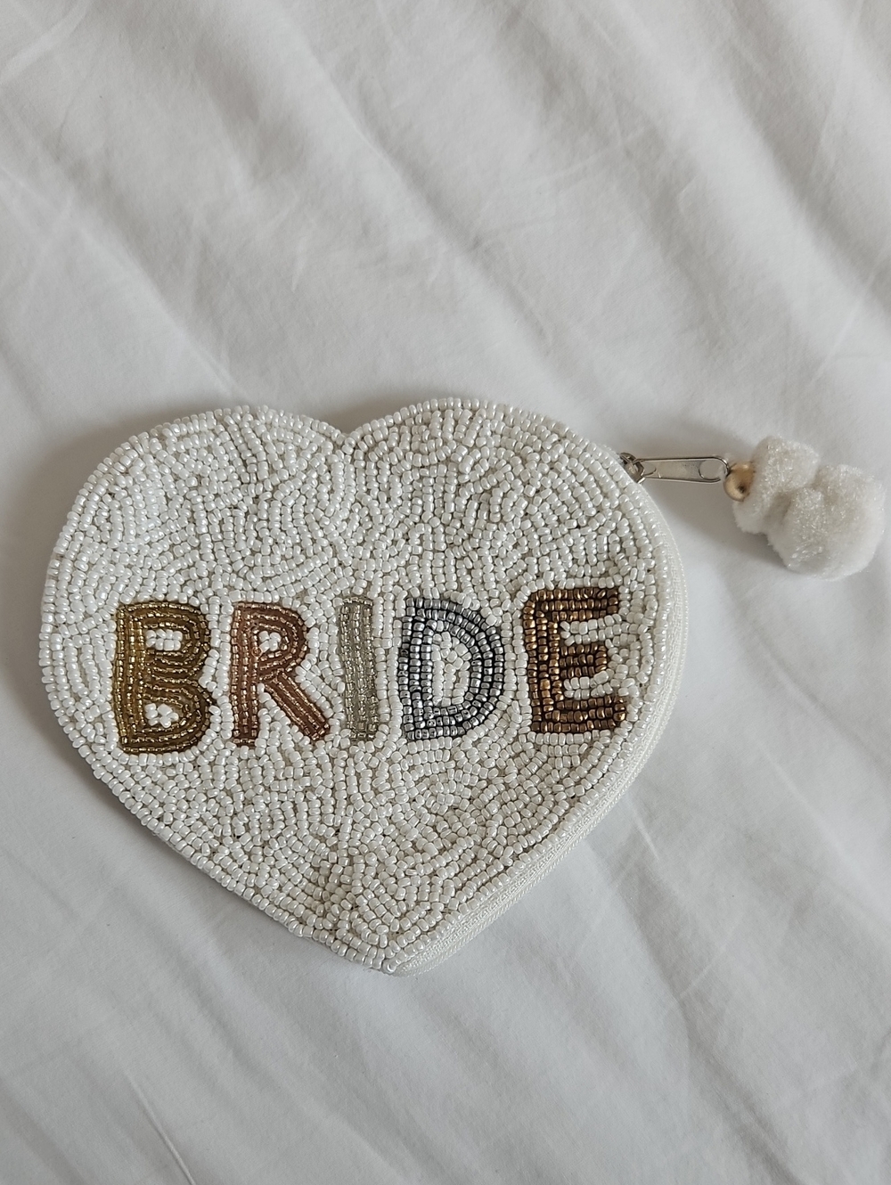 BRIDE White Beaded Coin Purse